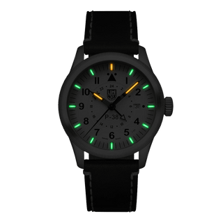 Air Pilot P-38 LIGHTNING, 42 mm, Pilot Watch - 9527, Night view with green and orange light tubes
