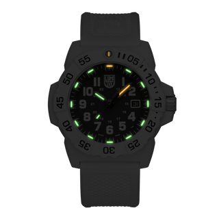 Navy SEAL, 45 mm, Military Dive Watch - 3507.WB	,Night view with green and orange light tubes