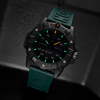 Master Carbon Seal Automatic, 45mm, Military Dive Watch - 3877, UV Shot with green and orange light tubes